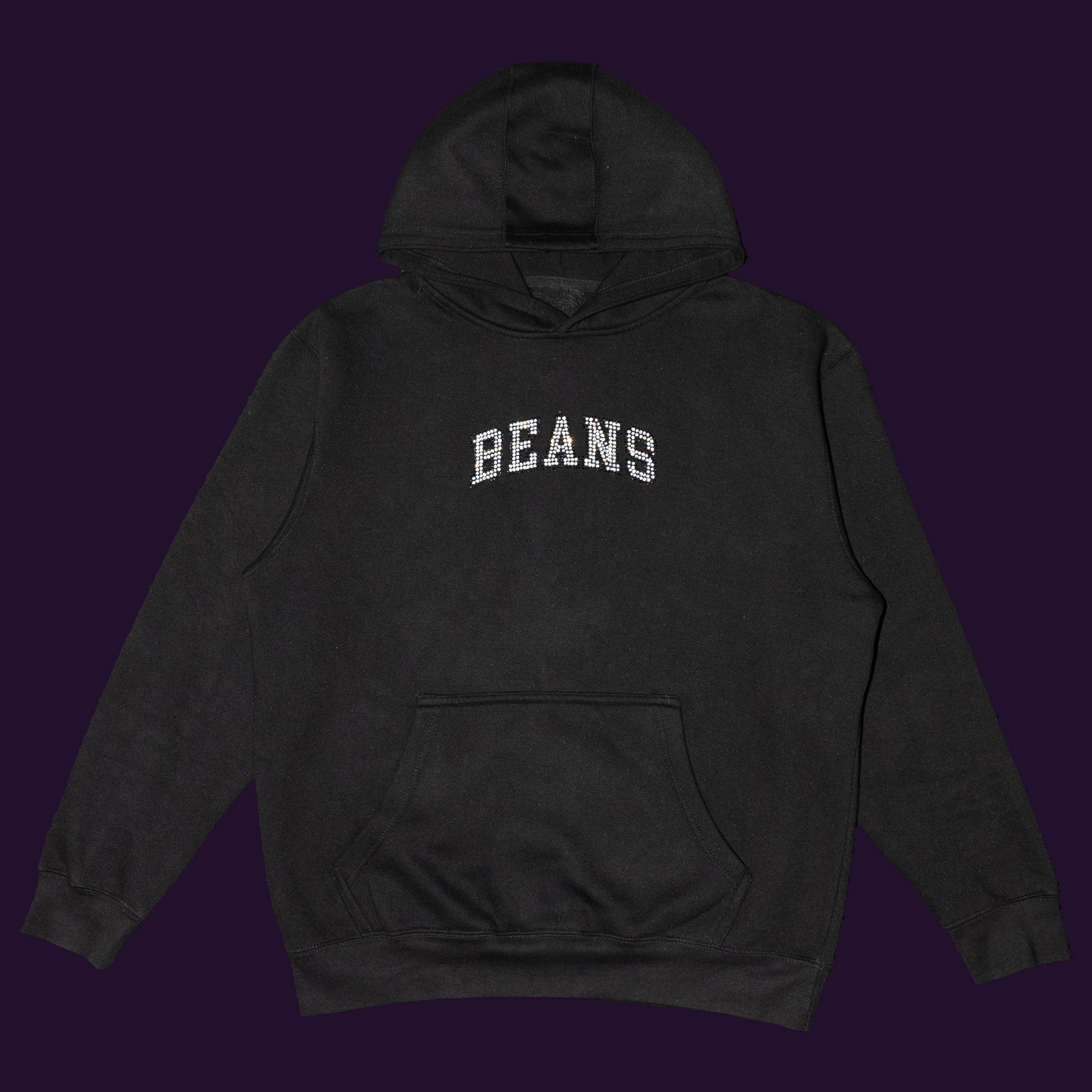 Classic Hoodie Rhinestone (Black) - Beansmag